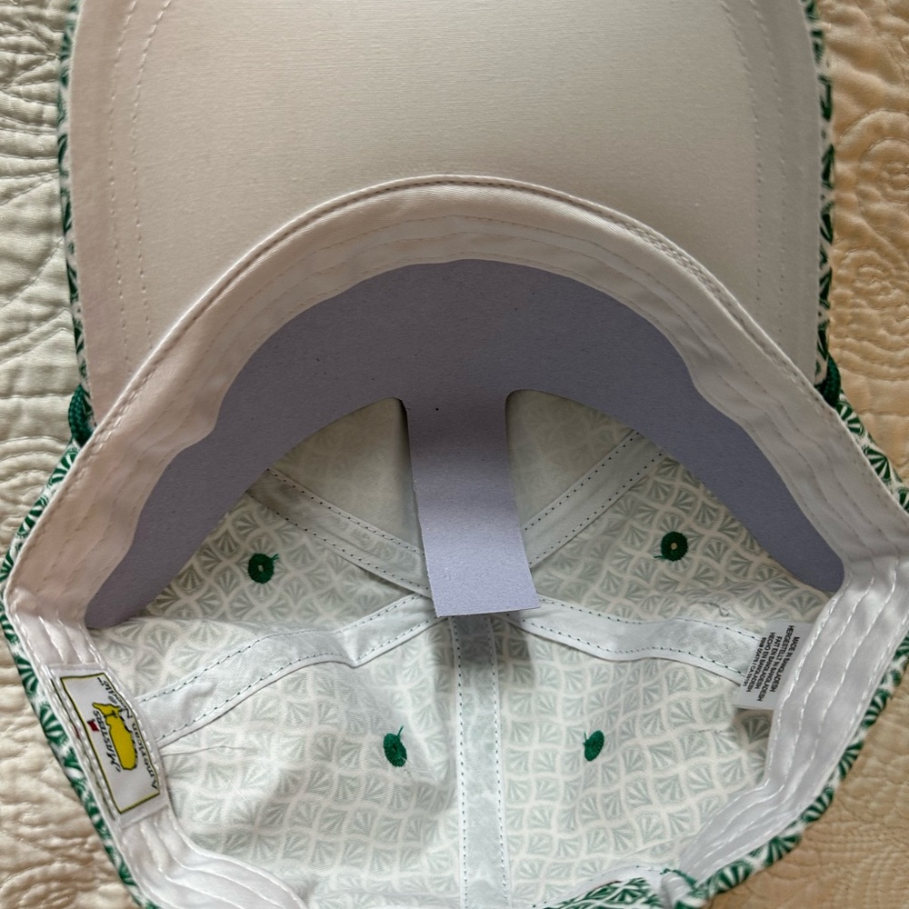 2025 Masters White with Green Patterned Golf Hat with Embroidered Logo NWT - Picture 5 of 7